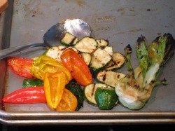 Grilled veggies with mango-sesame sauce