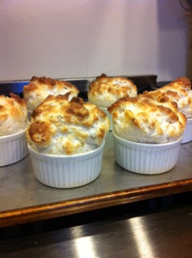Rhubarb Souffles- Look at that height! 